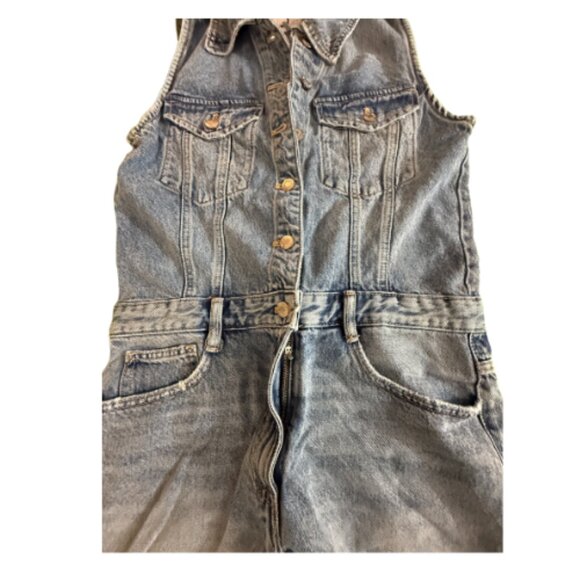 STYLE BUNDLE: NWT ZARA Denim Romper + GW H&M Black Tank Top, Size M (BB1715B) - Picture 5 of 7